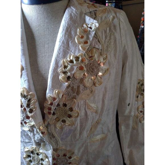 Sandy Starkman jacket silk poly lining M India 1980's shoulder pads, attractive - Picture 2 of 9